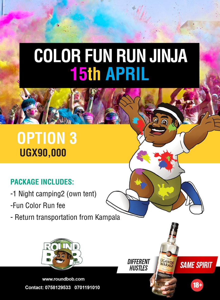 tripesanow's tweet photo. 10 Days to the #UGColorRun in Jinja, #LetBobtakeyouthere with our exciting packages and give you a time away from the City. https://t.co/4Ohc0qFVun
