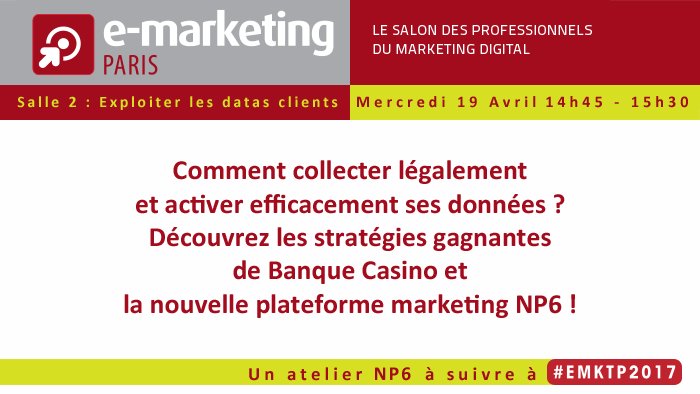 Collecte/Usage #data #marketingdescriptif #marketingpredictif vs saurez tt, venez à l'atelier <a href="/NP6_Group/">NP6 by ChapsVision</a> #EMKTP2017 
bit.ly/2nF7ZmA
