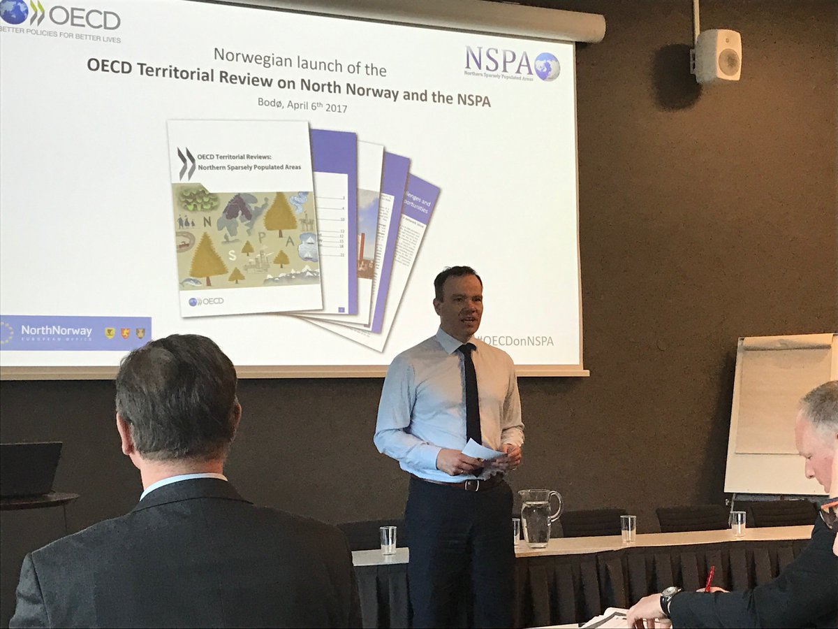 We have to create jobs in the north also based on what the nature gives, <a href="/Norvoll/">Tomas Norvoll</a> says on the launch of the OECD report in Bodø #OECDonNSPA