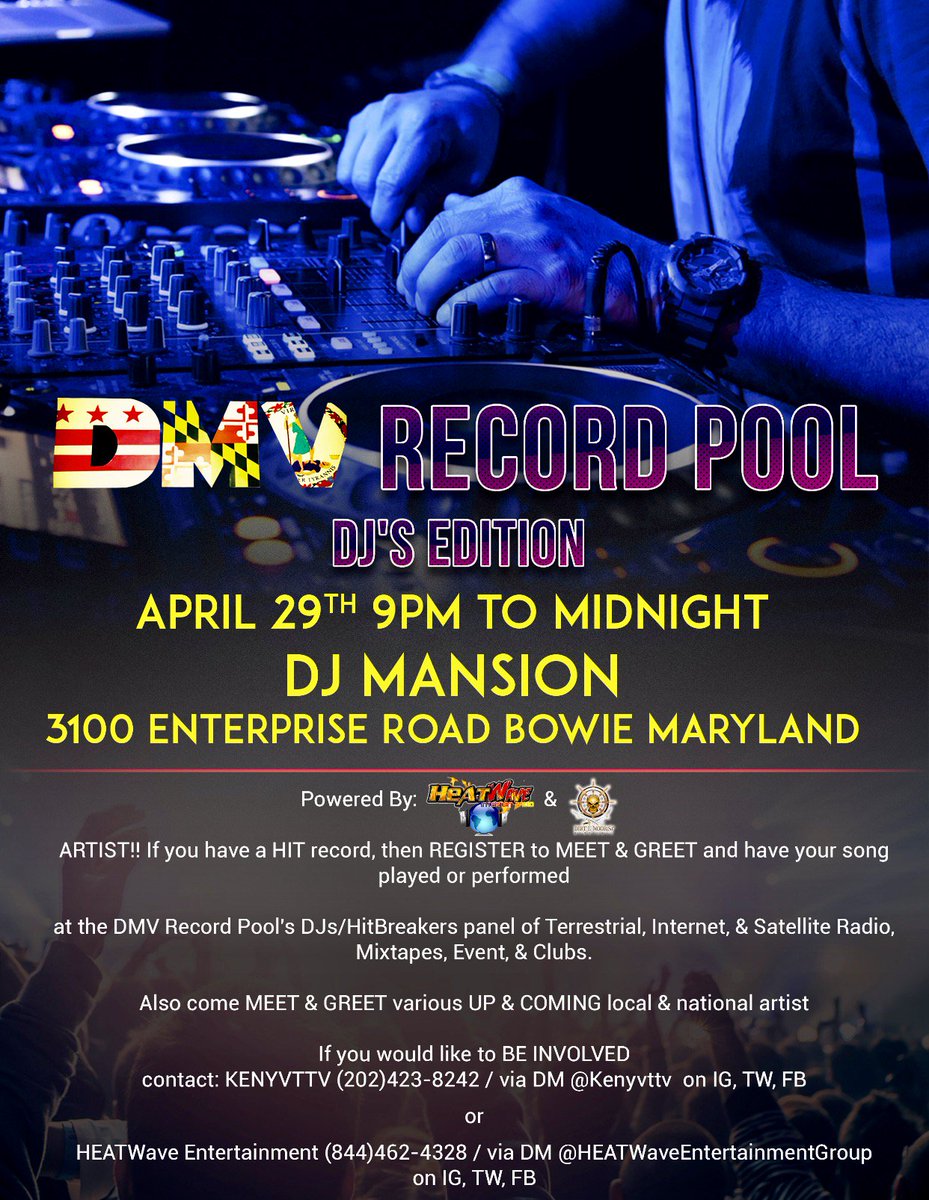 imbheat's tweet photo. It’s 2nd Quarter!!! Tag your favorite artist Now!! 4.29.17 #DMVRecordPool #DJEdition 9pm to 12 at 3100 Enterprise Rd, Bowie, MD https://t.co/C730S4Rt9b