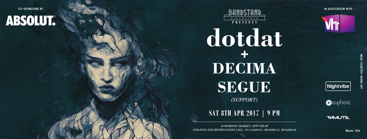 Us x ABSOLUT x @Vh1India x <a href="/UnMute/">UnMute</a> x <a href="/EuphoricMag/">Euphoric Magazine</a> present the new #Techno project- dotdat on Saturday at @bandstanddelhi w/ <a href="/Decima_Live/">SVB</a>!