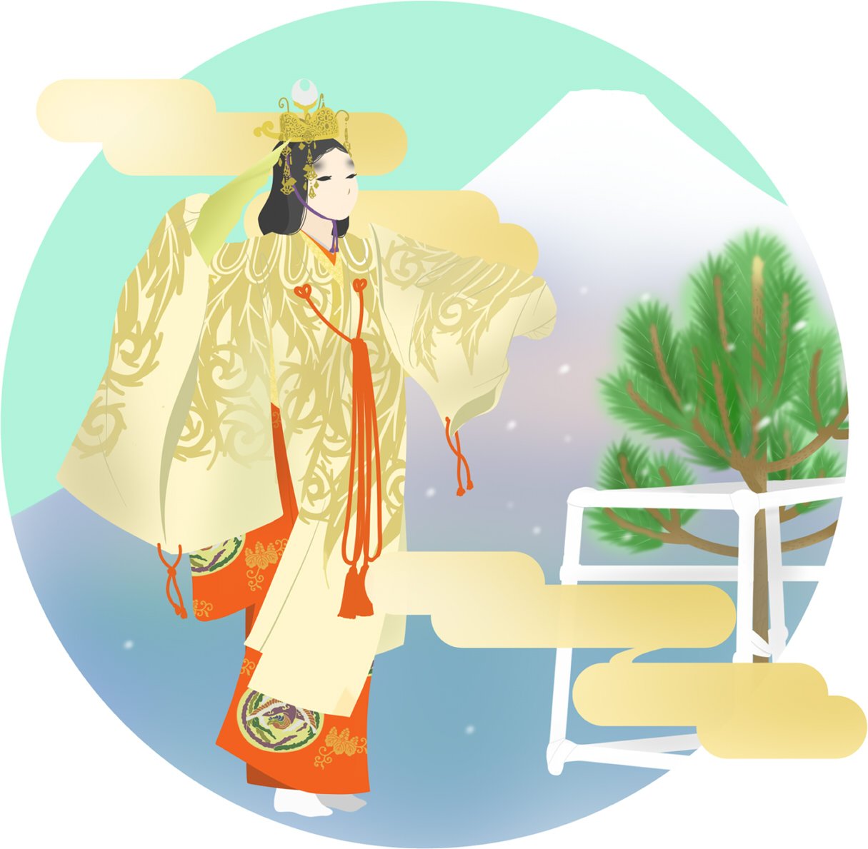 能楽イラスト Kyoran きょうらん フリー素材追加 能イラスト 14年制作の羽衣 熊野 湯谷 井筒 松風の イラストを追加しました 大好きな能楽がひとりでも多くの方に届くためのお手伝いになりますように ダウンロードページhttps T Co