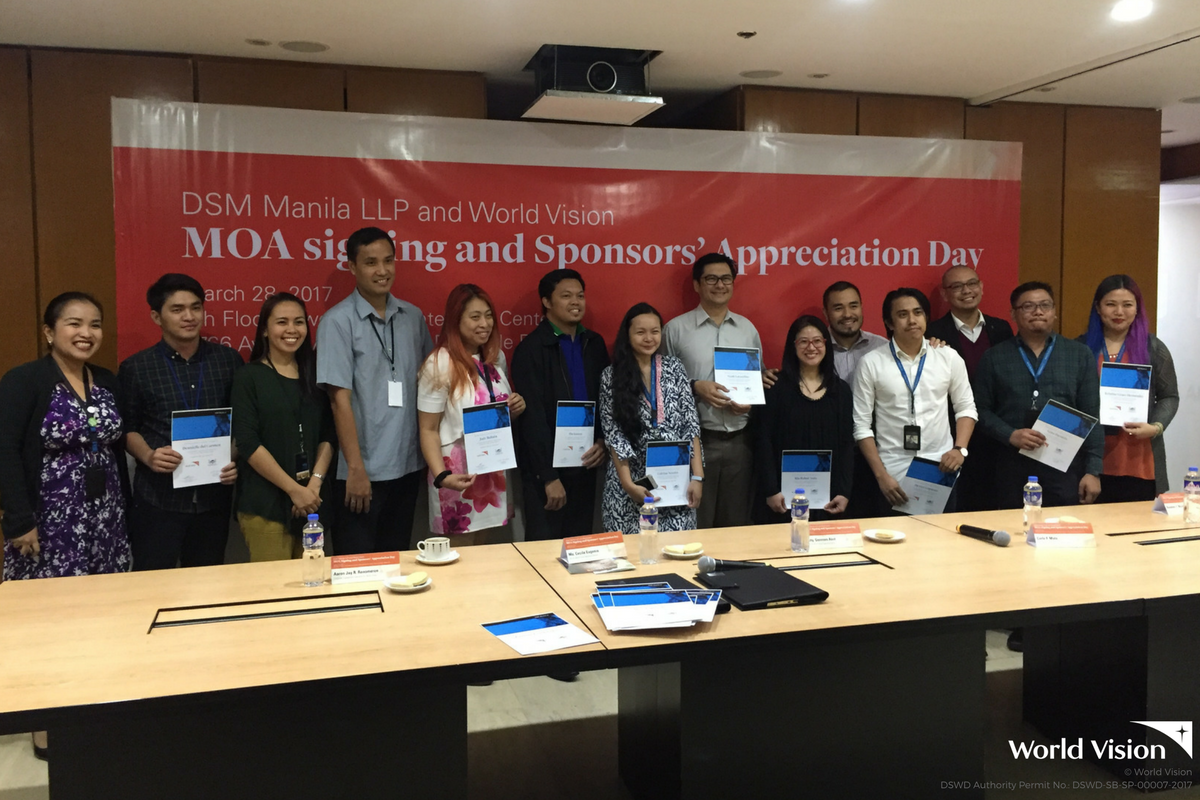 worldvisionph's tweet photo. DSM Manila LLP makes a difference, sponsors 100 World Vision children https://t.co/hcrpaUNWhy https://t.co/FVucHbqT3X