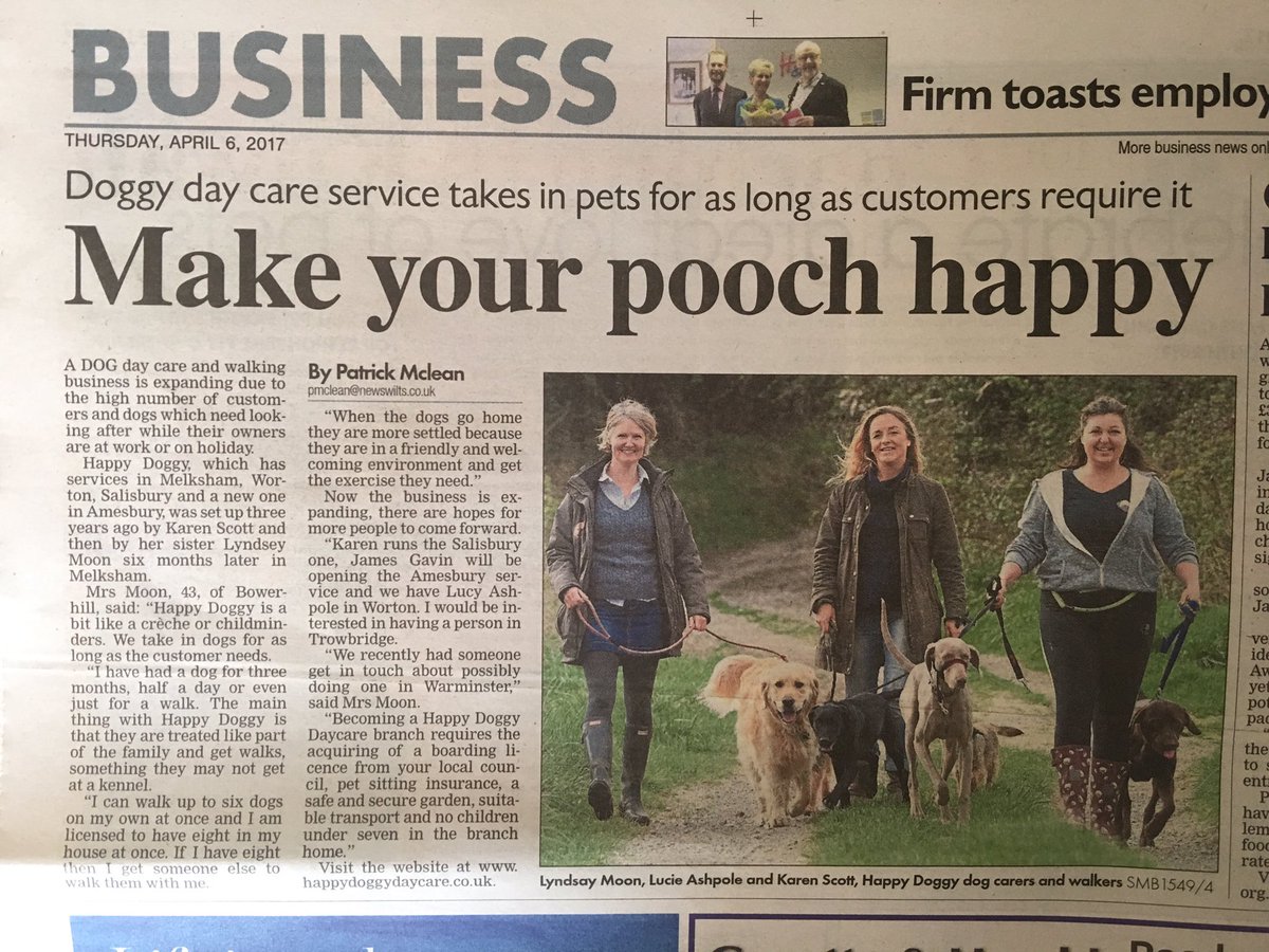 We're expanding! Live in #Wiltshire? Love dogs &amp; the great outdoors? 
NO upfront fee!! 
We're in the Gazette &amp; Hearld 😍<a href="/wiltsgazette/">Gazette & Herald</a>