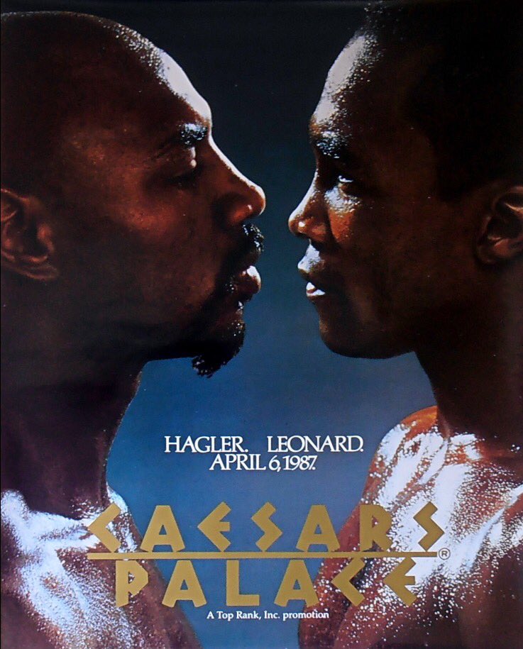 30 years ago today Hagler vs Leonard....... Official onsite poster, one of my favorites. #HaglerLeonard @SugarRayLeonard