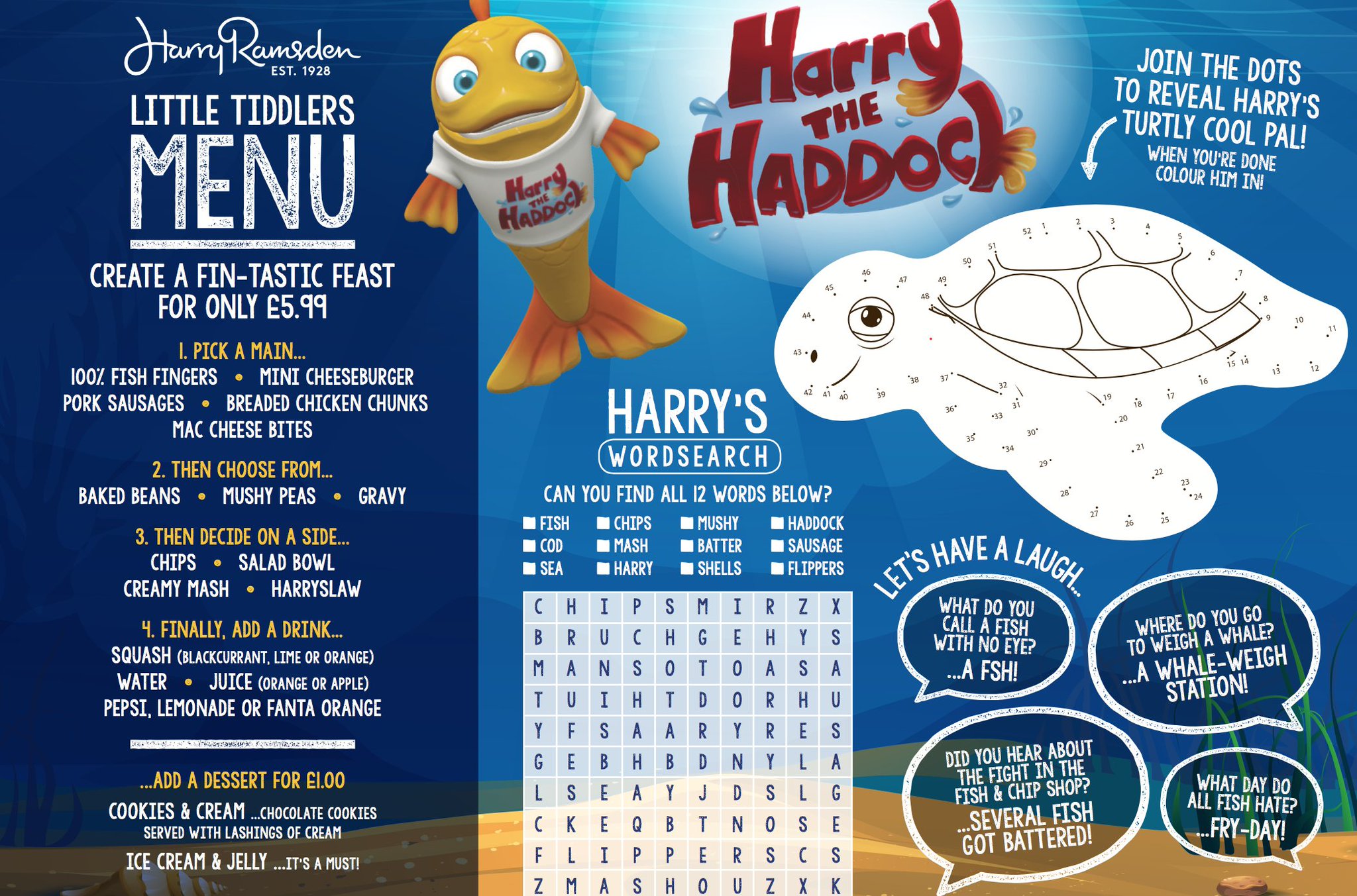Harry ramsden menu deals