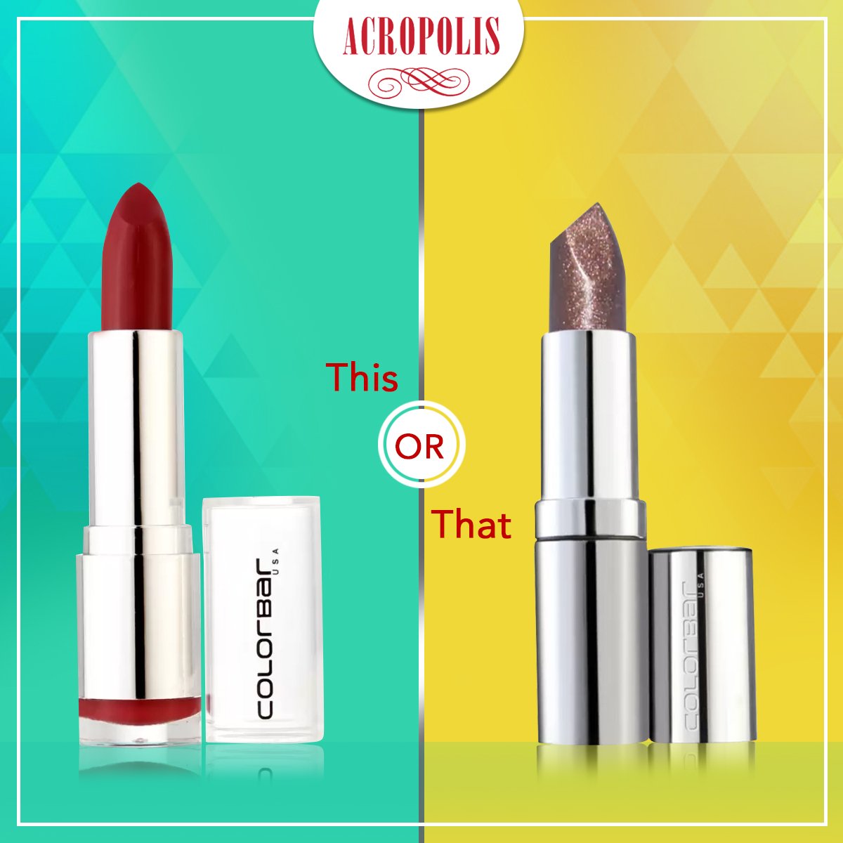 Acropolis_Mall's tweet photo. Lipsticks are quintessential for every girl's dressing so here is #Colorbar
What's your pick? #thisorthat #lipsticks https://t.co/cU7bhS5U6z