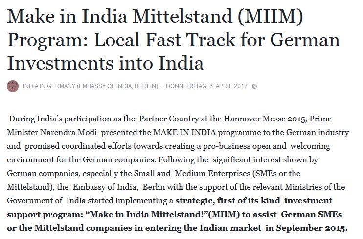 eoiberlin's tweet photo. Press Release: Make in India Mittelstand (MIIM) Program: Local Fast Track for German Investments into India https://t.co/KUudyMEHEi