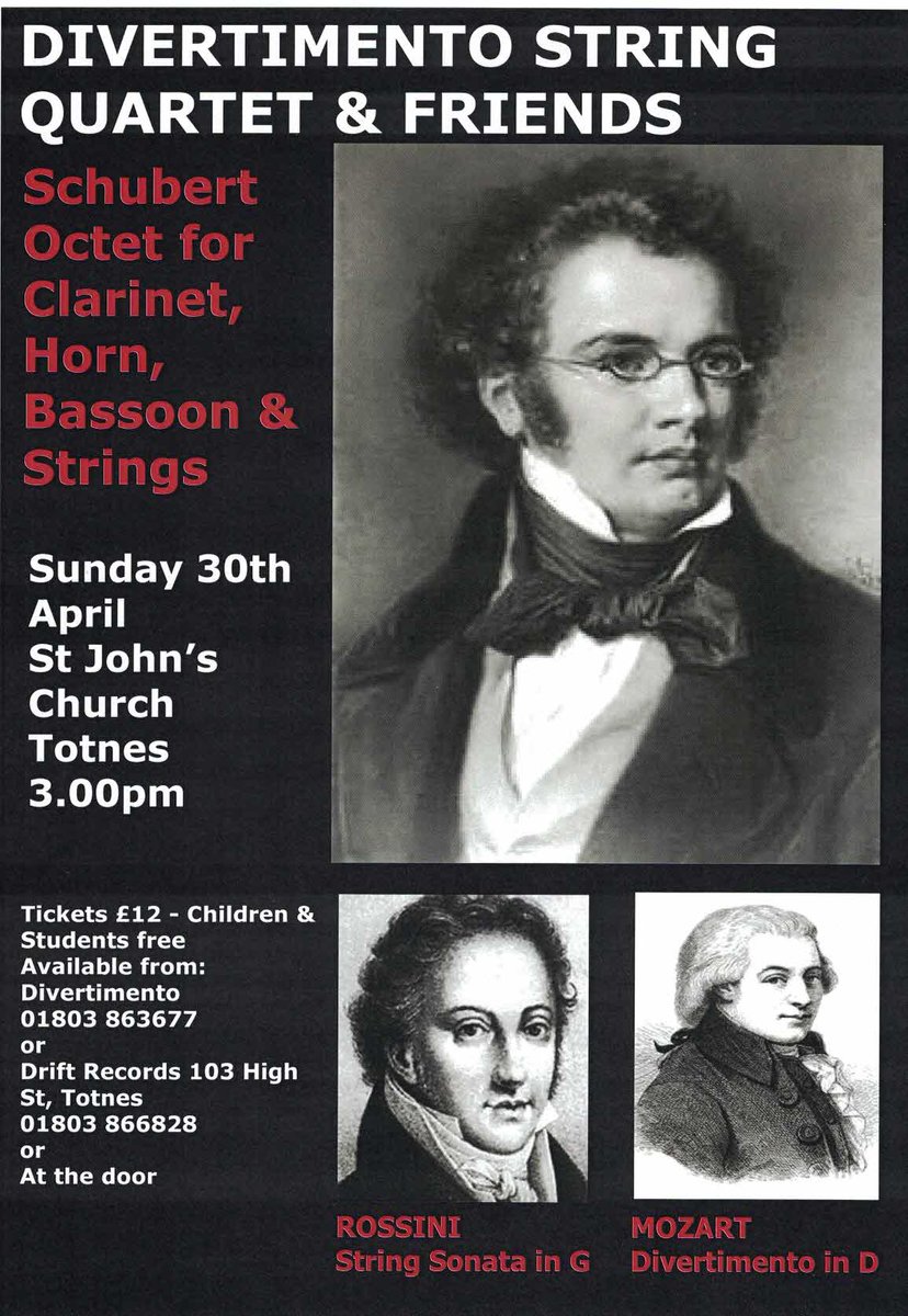 A great #opportunity to hear some wonderful #livemusic thanks to our #friends <a href="/DivertimentoQu1/">Divertimento Quartet</a> 
#strings #wind #Totnes #concert #Schubert