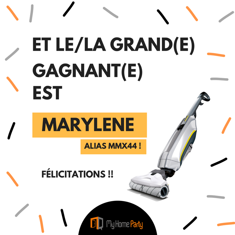 MyHomePartyFr's tweet photo. [CONCOURS KÄRCHER] Un grand merci à tous les participants, et bravo à notre gagnante ! #Kärcher #monenquêtemystère #myhomepartyfrance https://t.co/CdCNvFlrOD