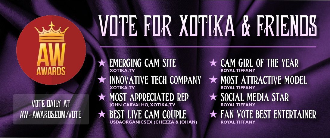 XotikaTV's tweet image. Vote daily for Xotika &amp;amp; friends in the @AWawards1 @TiffRoyal @BitcoinErrorLog @ChezzaLuna #bitcoin #awawards ✅ aw-awards.com/vote ✅