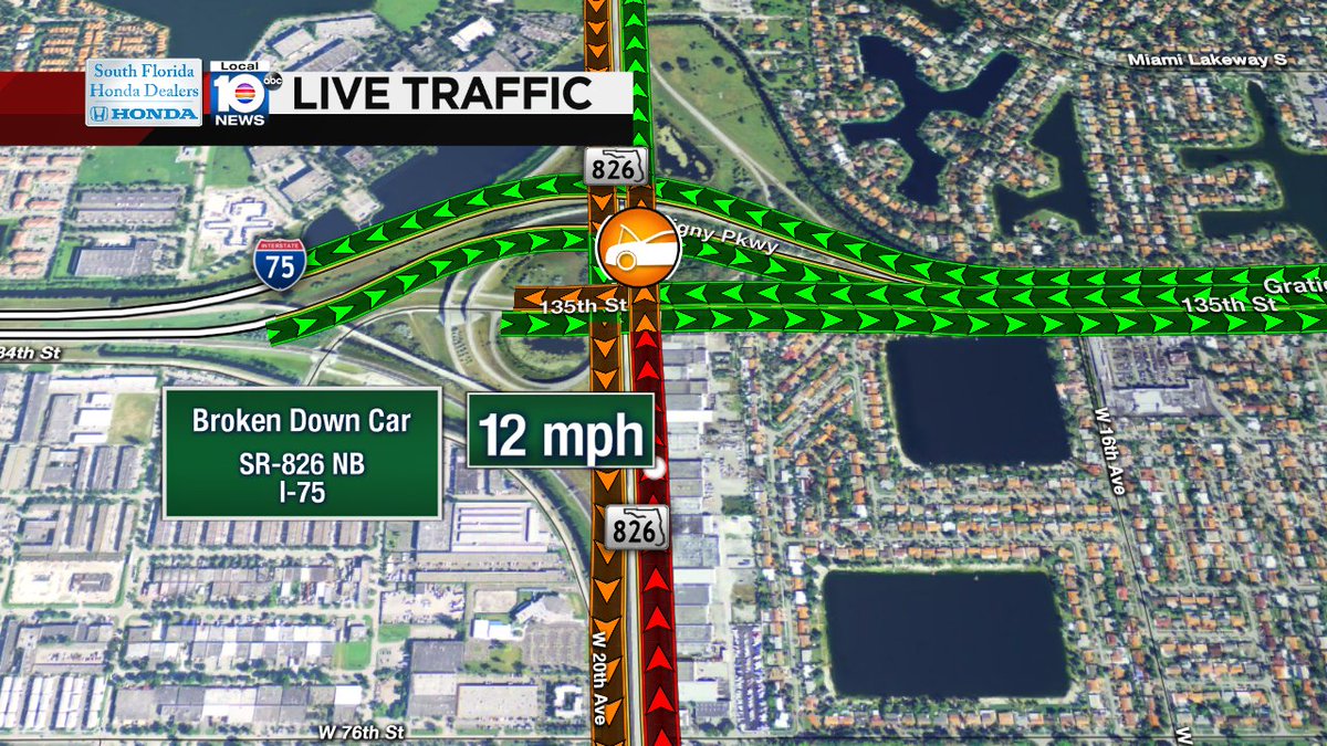 Broken Down Car on SR-826 NB at I-75 #traffic https://t.co/zXVtRMEoWO