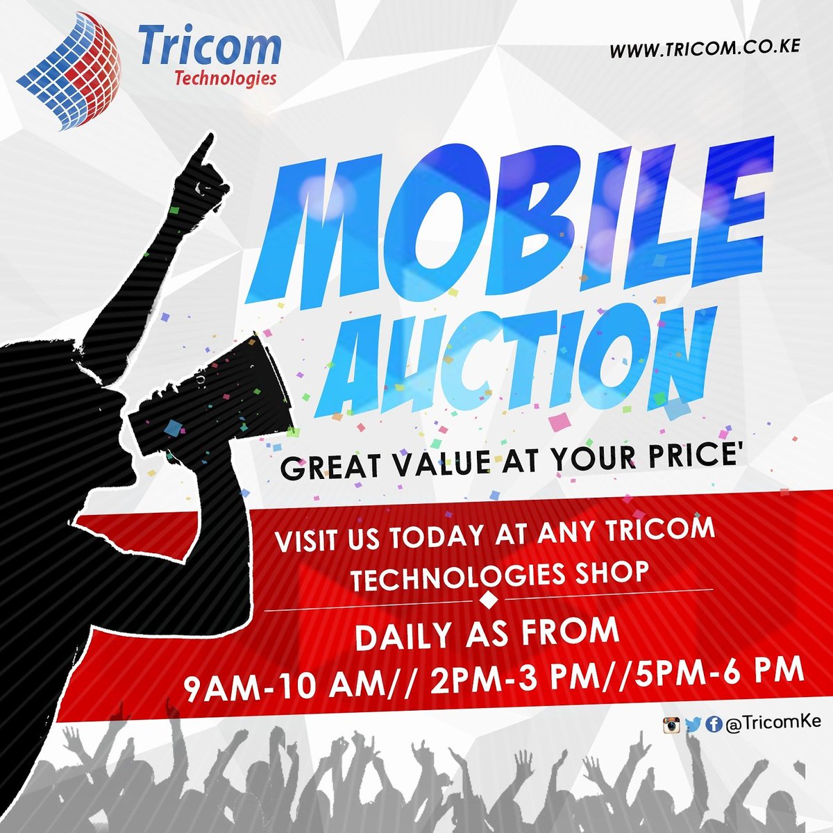 janetmachuka_'s tweet photo. Only for you this Easter! Be aware of #MobileAuction as from tomorrow. Courtesy of @Tricomke
9-10 AM
2-3 PM
5-6 PM
All at Tricom Shops https://t.co/1Z8nHX8Mks