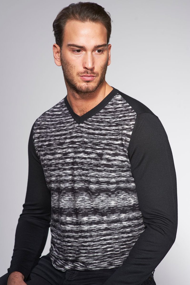 #Fashion #Details: Vneck with exclusive multicolour front, each piece is unique, cashmere mix. #MadeinItaly #MadeinUmbria #savemadeinitaly