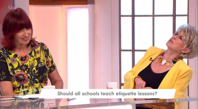 loosewomen's tweet photo. Gloria &amp; @The_Real_JSP have learnt the art of conversation - which is great for us at lunchtime! https://t.co/Gi8QmJCIdr