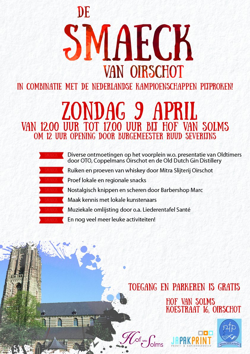 Vandaag is het nog grauw, maar de weersvoorspelling voor het weekend is beter! Kom zondag gezellig de Smaeck van Oirschot beleven en ervaren