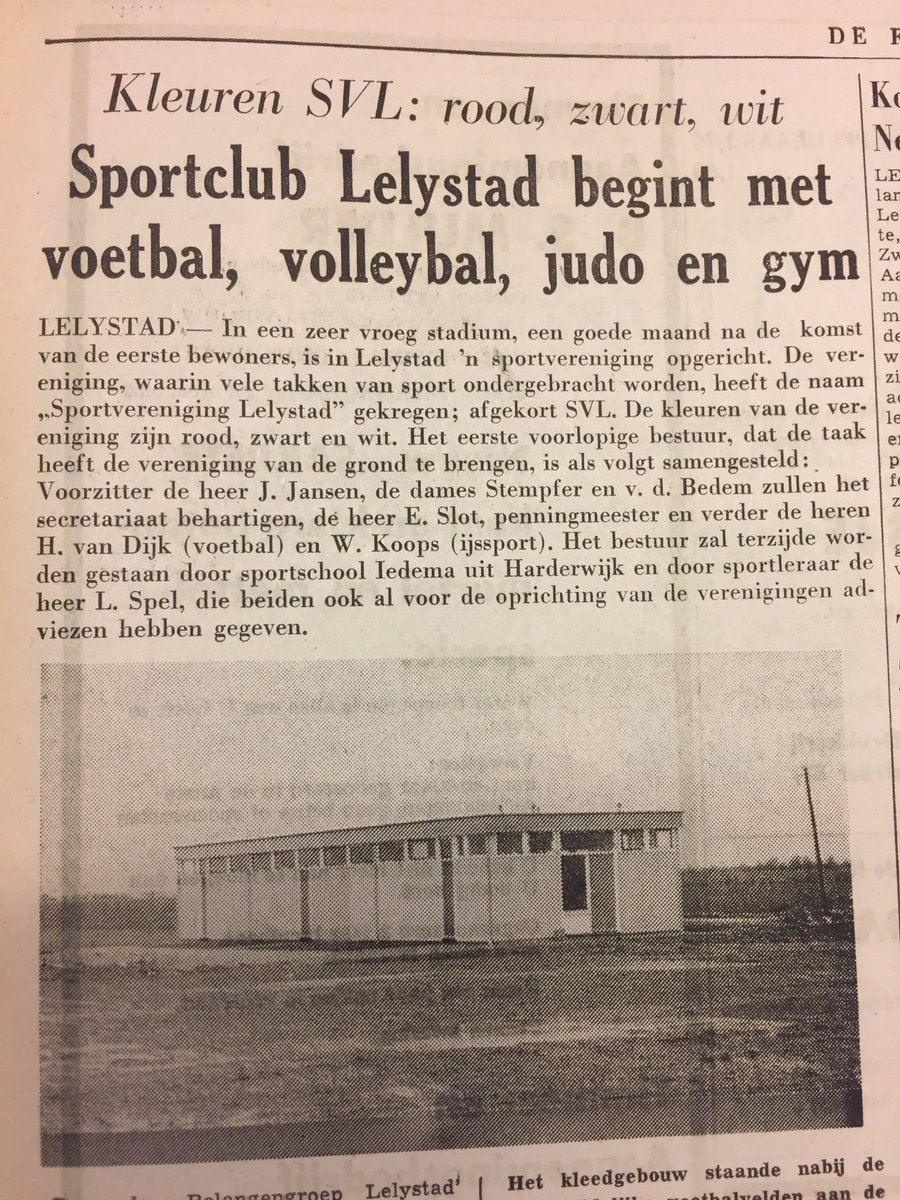Het verslag van de oprichting van <a href="/svlelystad/">s.v. Lelystad'67</a> uit De Flevolander van 7 november 1967. #50jaarlelystad