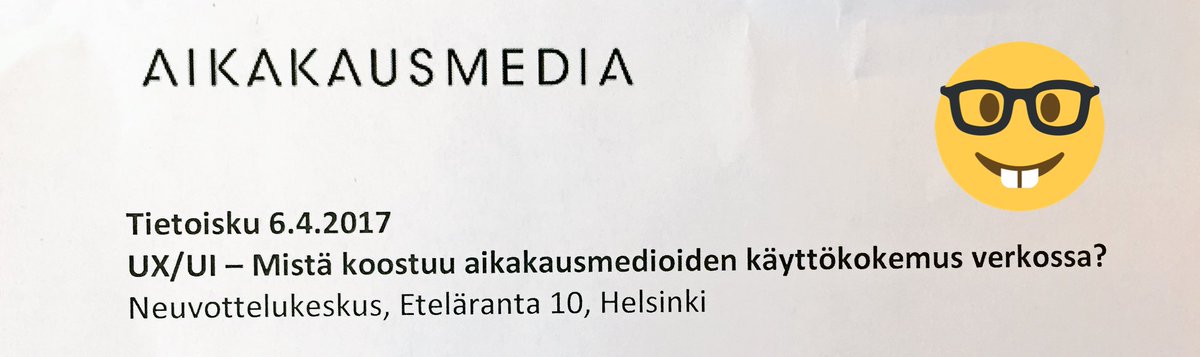 Tätä tänään: "Paras luento pitkään aikaan." Hyvä palaute, vielä parempi mieli. <a href="/Aikakausmedia/">Aikakausmedia</a>:n tietoisku UI/UX-suunnittelusta #ui #ux