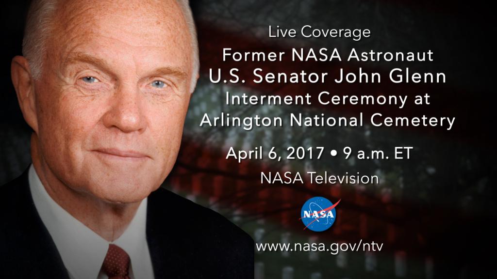 NASA's tweet photo. Join us at 9am ET as we pay tribute to the life and legacy of John Glenn--astronaut, U.S. senator, Marine. Watch: https://t.co/050otH0pzs https://t.co/GrBRWxQBSX