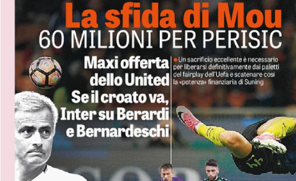 WorldInterFC's tweet photo. #Gazzetta
#Mourinho y #ManchesterUntd se fijan en #Perisic la oferta serรญa de 60M. #Inter le sigue la pista a #Berardi y #Bernardeschi https://t.co/cR055a76g0
