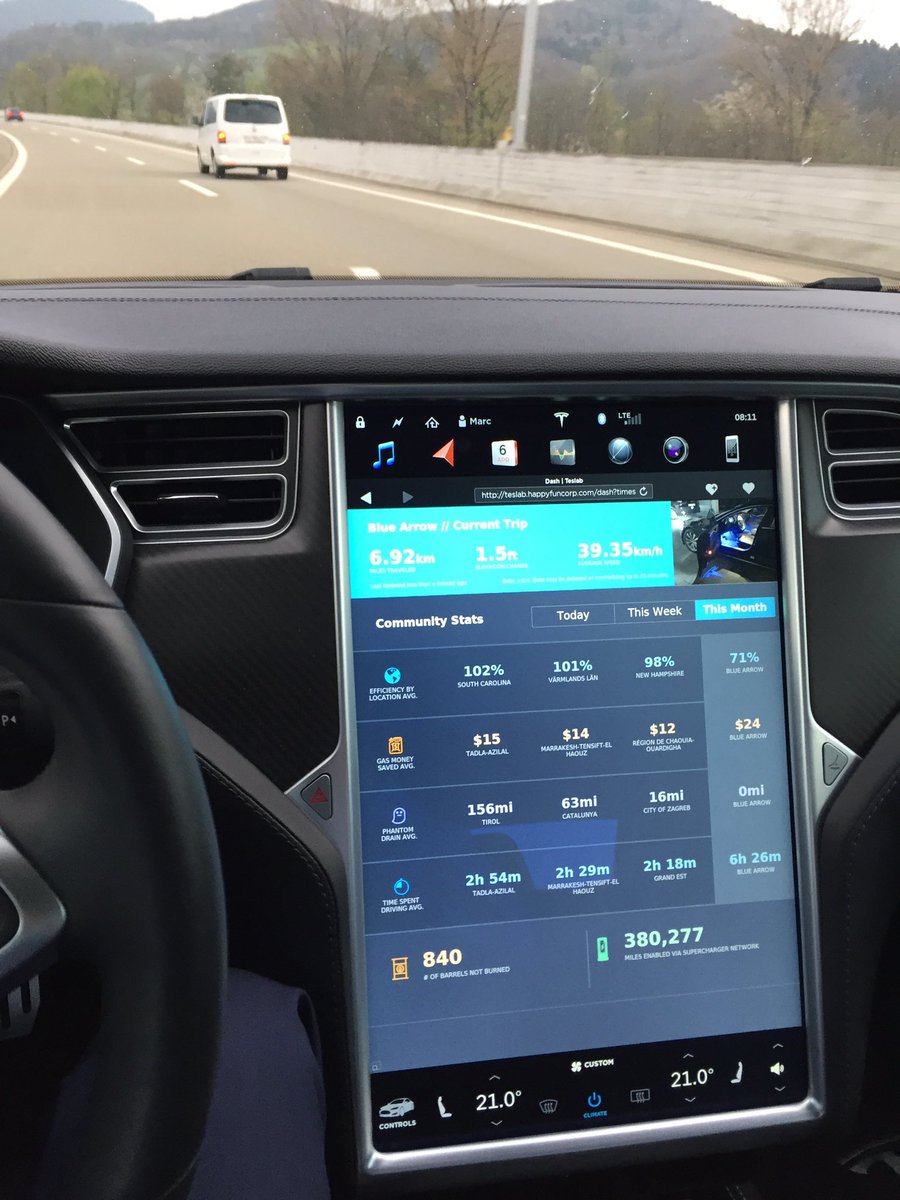 _geekjournal_'s tweet photo. Check out the cool #teslabapp which also offers a cool in car interface ! @TeslabApp https://t.co/AEl94n9bYY