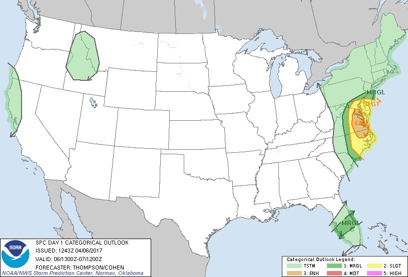 NWSSPC's tweet photo. 7:45am CDT #SPC Day1 Outlook Enhanced Risk: through midday to early afternoon f... https://t.co/GtEvHPMjG6 https://t.co/QqAK8nh4Hb