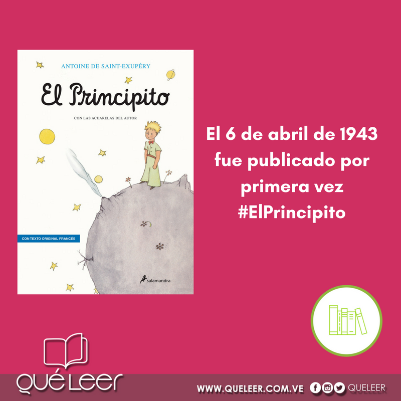 QueLeer's tweet photo. #SabíasQué el 6 de abril de 1943 se publicó por primera vez #ElPrincipito novela corta y la obra más famosa de Antoine de Saint-Exupéry ✨☄️💫 https://t.co/VyC7pvn4n7