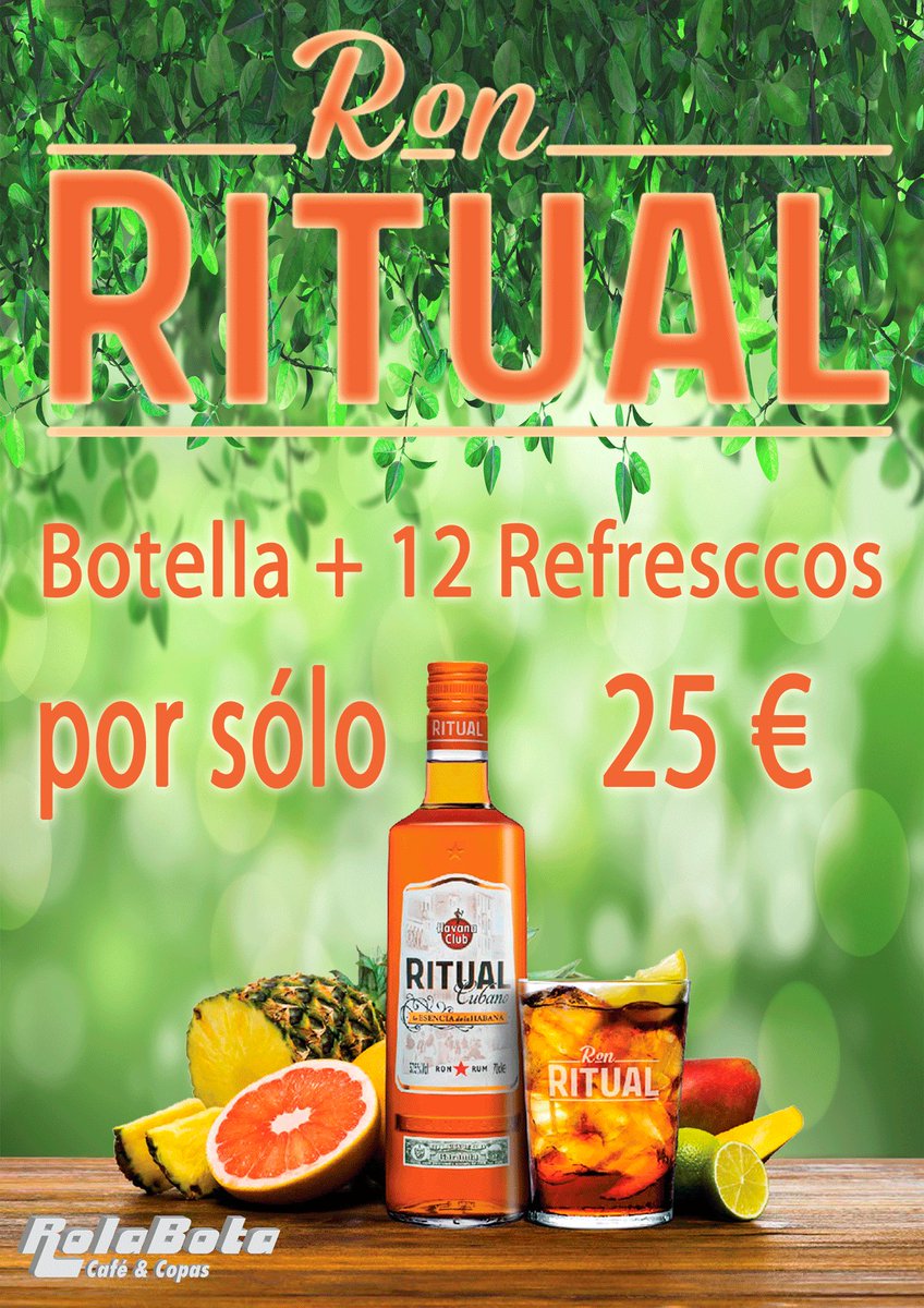 Comenzamos la Semana Santa.. Botella de Ron Ritual + 12 refrescos por sólo 25€.. <a href="/soyRITUALista/">soy RITUAL ista</a> <a href="/RonRitual/">Ron Ritual</a> <a href="/Rolabota/">Rolabota Cafe&Copas</a>