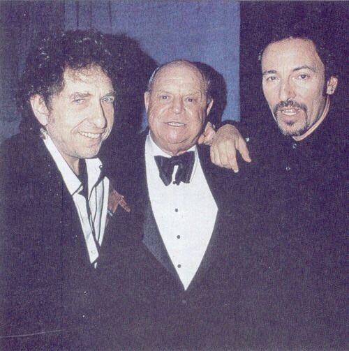 Bob Dylan, Don Rickles, and Bruce Springsteen at Frank Sinatra's 80th birthday party, 1995. #RIPDonRickles