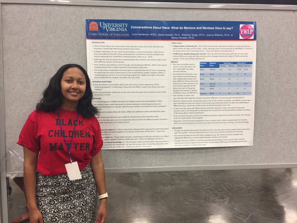 LoraJ_PhD's tweet image. Presenting my research on conversations about race in mentoring relationships #srcd17