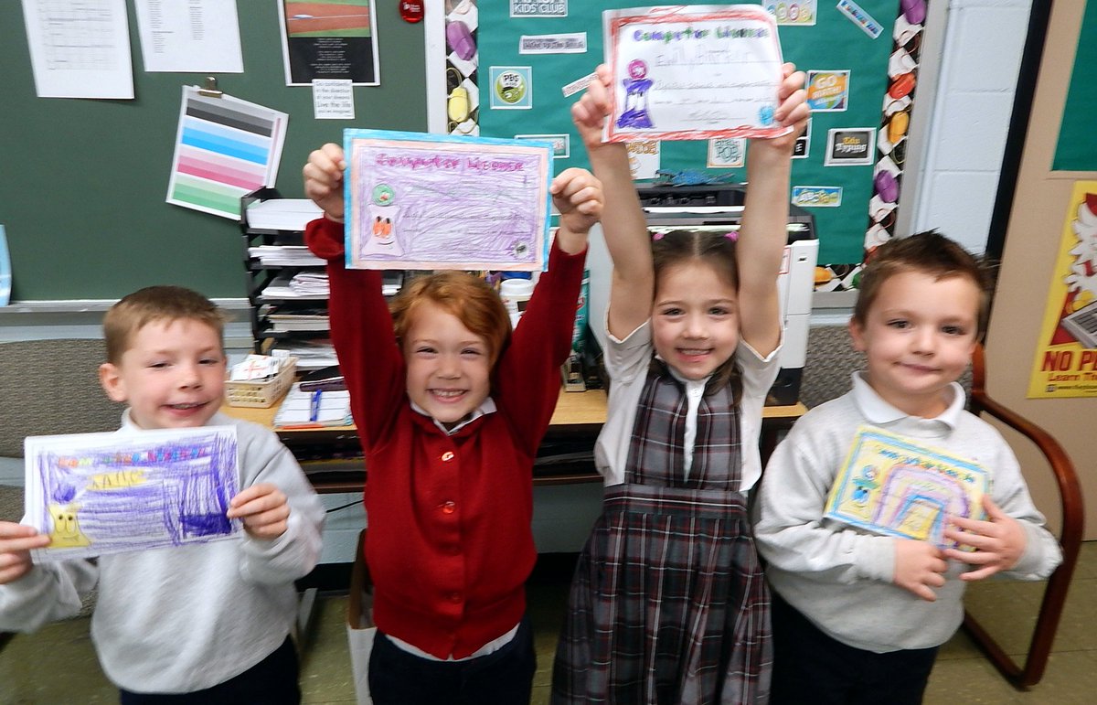 sthenryschool's tweet photo. Kindergarten students received their Computer License today! @sthenryschool https://t.co/saGjbV1Pt8