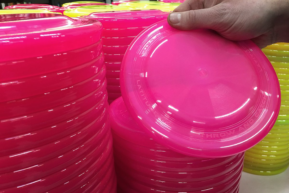 Latitude64's tweet photo. First batch of Bite Puppy will have some bright colors. And they fly great! #Latitude64 #DogDisc https://t.co/f3qzpt1j2P
