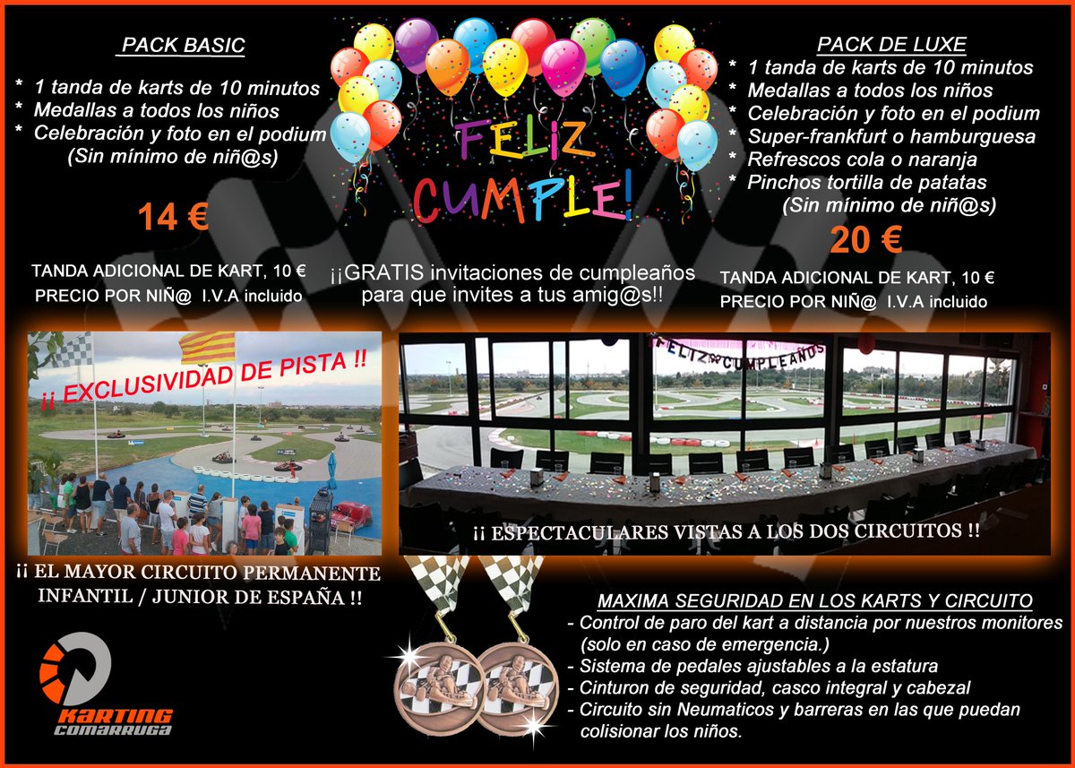 ¿Quieres celebrar en el karting tu cumpleaños en el circuito infantil? aquí tienes dos pack para escoger, donde pasaras un dia inolvidable.