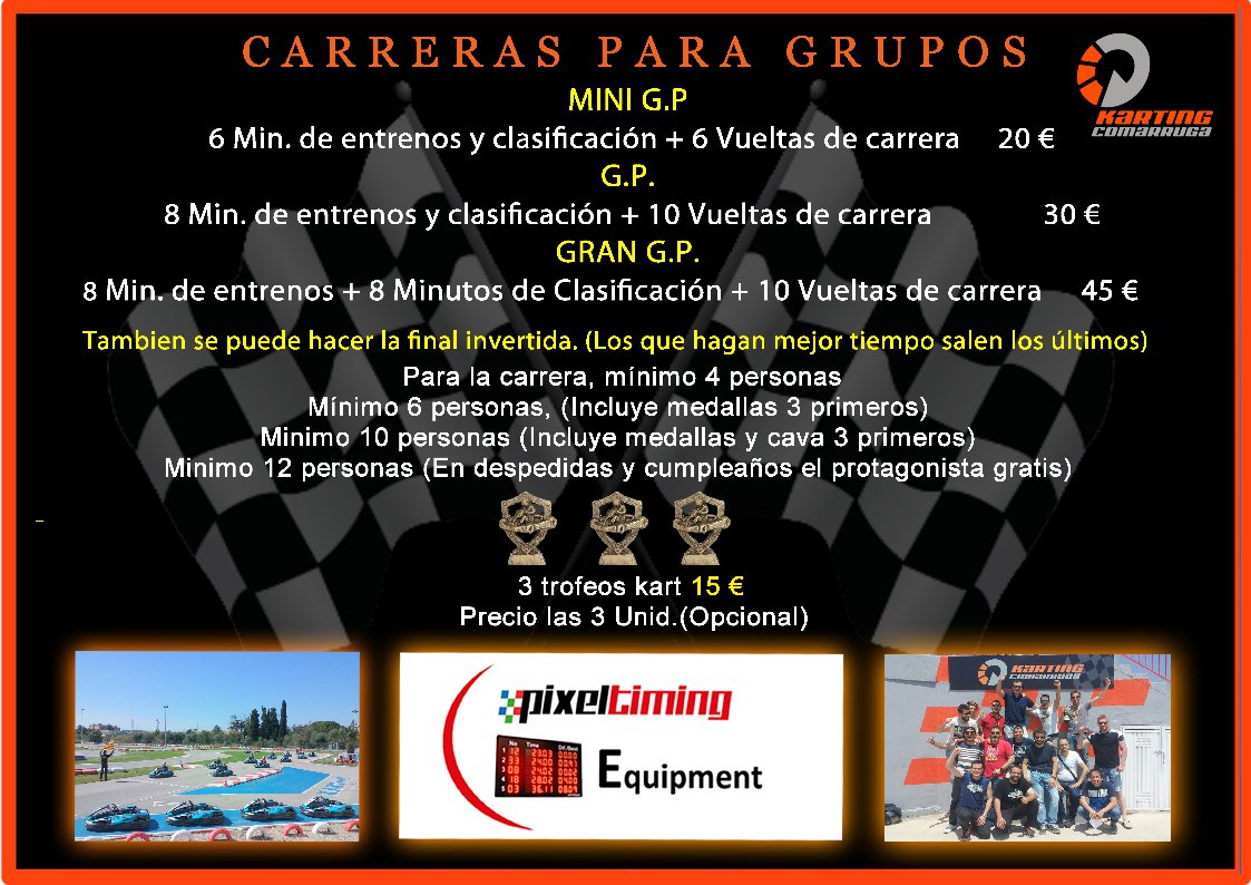 Organiza una carrera con tus amigos, para pasar un dia inolvidable, o también celebrar tu despedida de solter@, o cumpleaños.