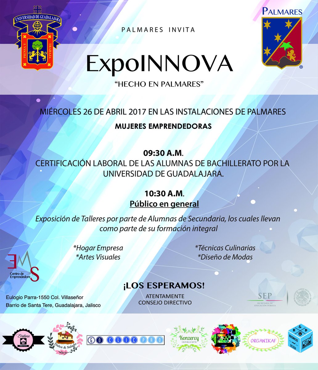 PalmaresEsc's tweet photo. ExpoINNOVA
"Hecho Palmares"

Miércoles 26 de abril 2017
"MUJERES EMPRENDEDORAS"

#Palmares #yosoyPALMARES
https://t.co/WbD163LyeO https://t.co/73g4CZdVWF