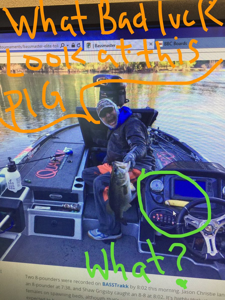 @bass_nation <a href="/shawgrigsby/">Shaw Grigsby</a> Has a banana in his boat bad luck Look at that pig 🐷 @mark_zona_fishing <a href="/MikeSuchan/">Mike Suchan</a> #NedFlandersStash #CatchinPigs