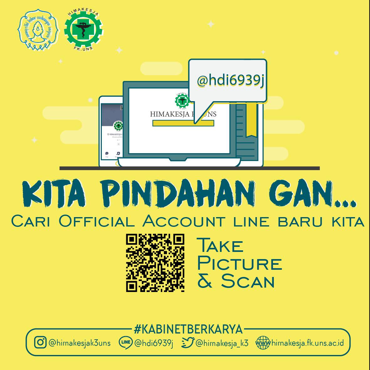 Official Account line kita baru nih! Yuk add @hdi6939j untuk mendapat update informasi terhangat dari Himakesja 💕
