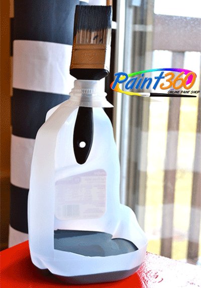 Paint360SA's tweet photo. Paint Tips and Tricks: Cut out the side of a milk jug to create a paint holder that has both a built-in handle and brush-holder! 
#Paint360 https://t.co/CvBlops9xC