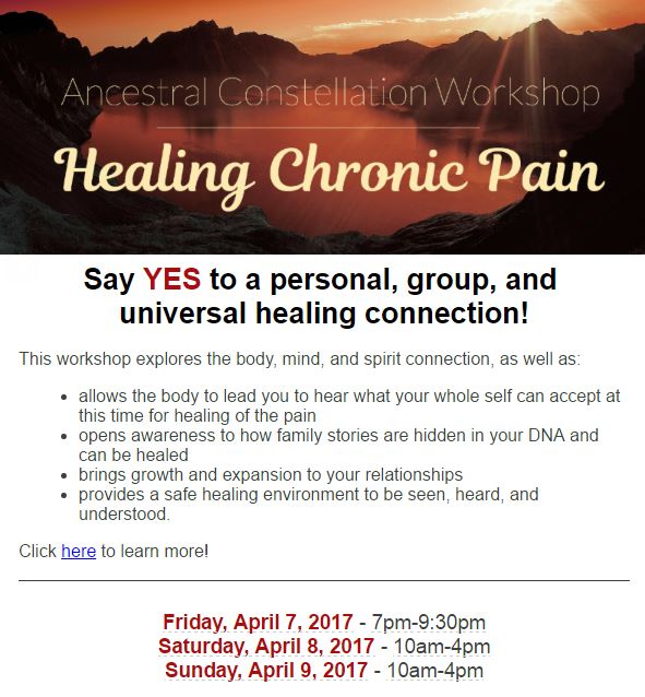Healing Chronic #Pain - are you coming?! It starts tomorrow (Friday). Get more info here: bit.ly/2oHRytR