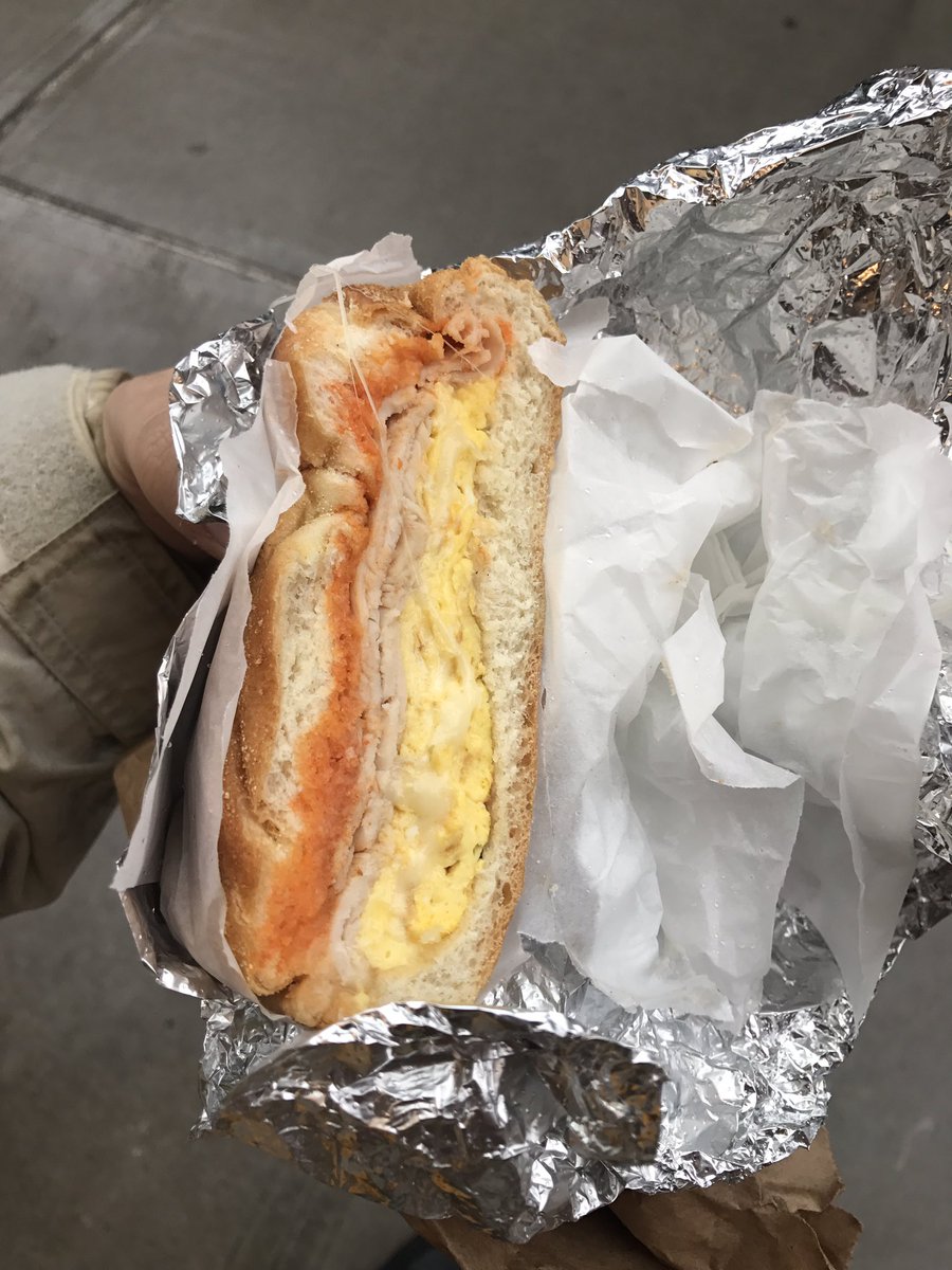johnhfio's tweet photo. About a year ago, I heard a man next to me order turkey egg and cheese with hot sauce. My life has never been the same. Highly recommended:) https://t.co/DWh2MJ1Alq