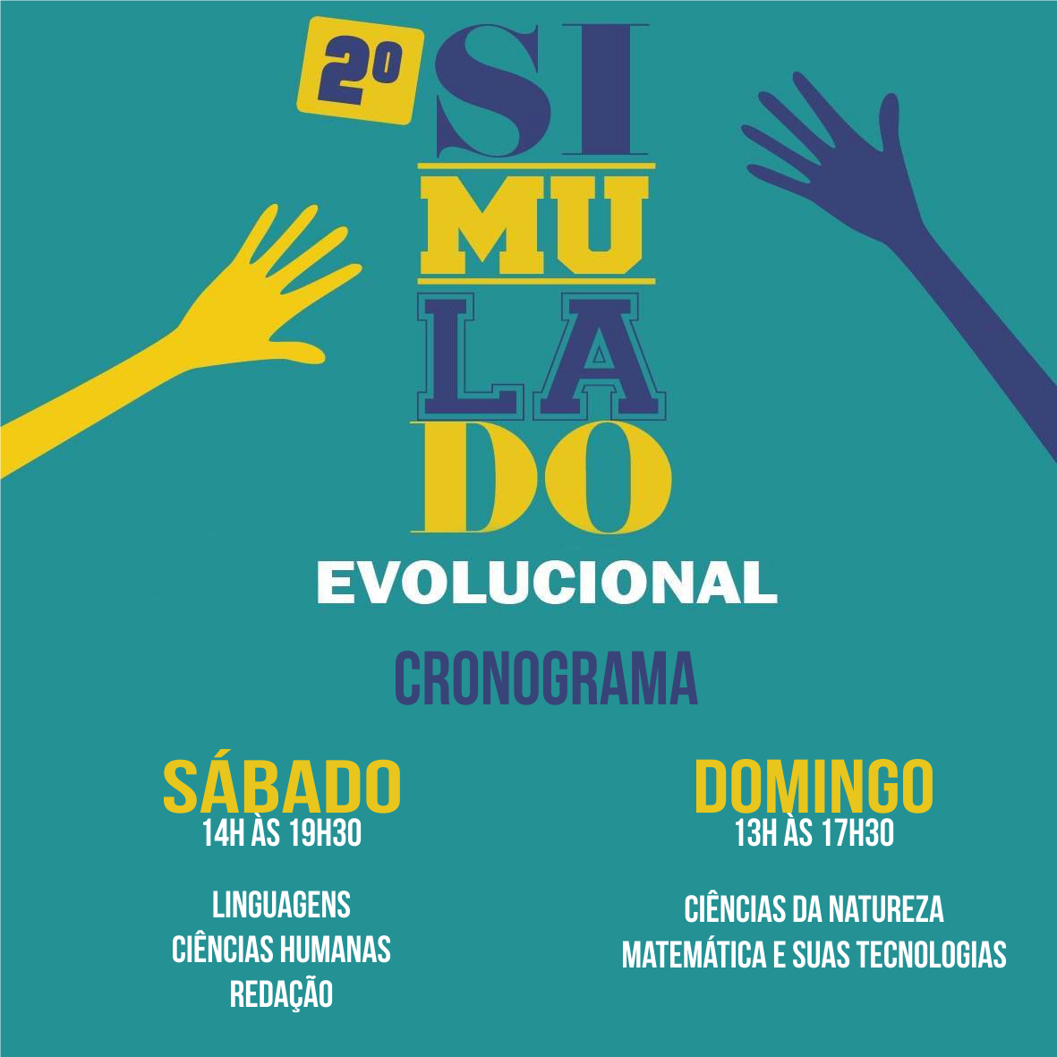 O II Simulado Geral Evolucional acontece este final de semana! Já está por dentro de como será o cronograma de aplicação das provas? 😃👇