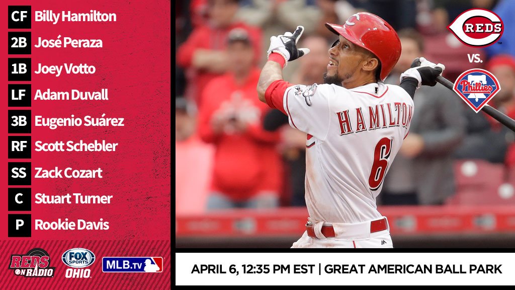 Reds's tweet photo. .@sturn26, @rookdavis24 debut in matinee vs. Phillies.

🔗 https://t.co/U1S3Uzdh7s https://t.co/S9WJXvGc0Z