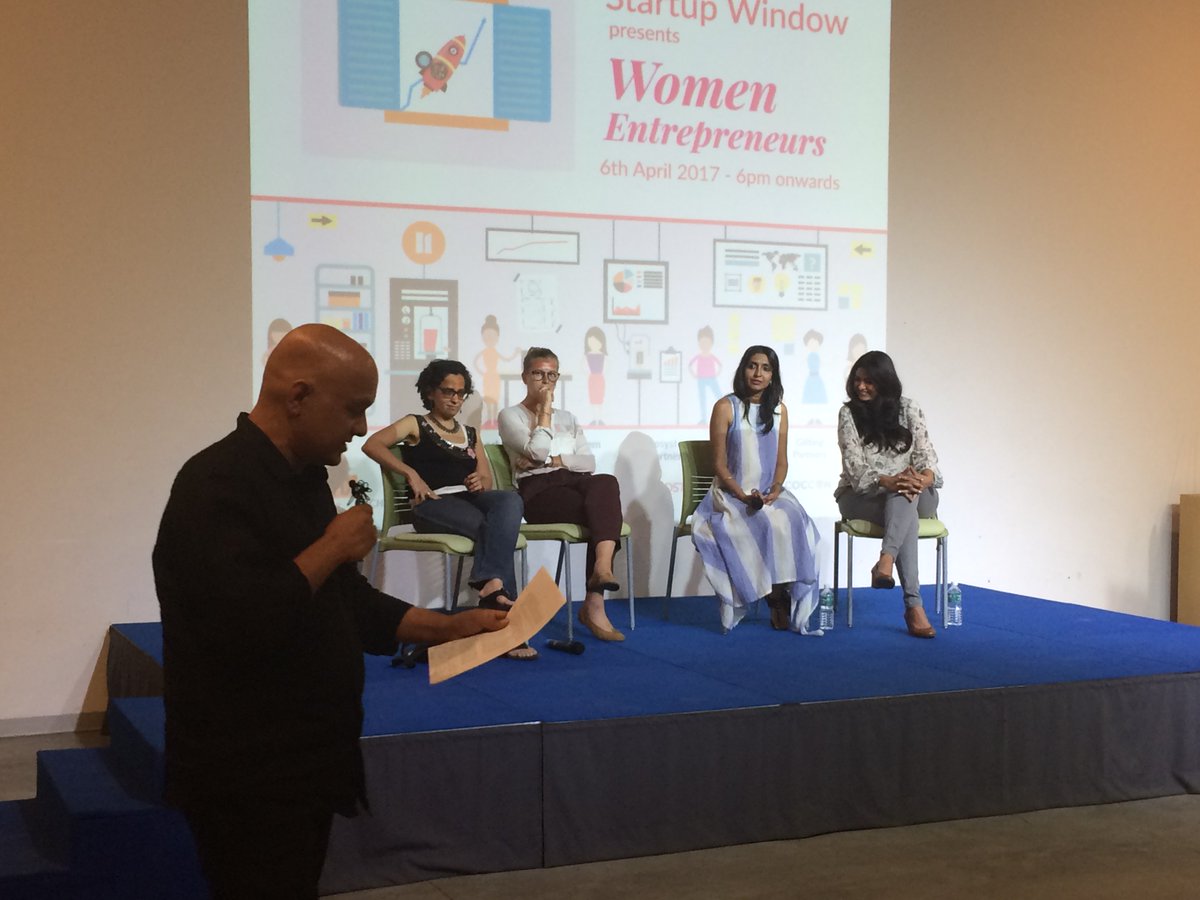 Our wonderful panel of <a href="/zainabbawa/">Zainab Bawa</a>, <a href="/ClarisseTonon/">Clarisse Tonon</a>, Arpita Ganesh of @Luv_Buttercups and @PrathibaSastry moderated by <a href="/MadanRao/">Madanmohan Rao</a>!