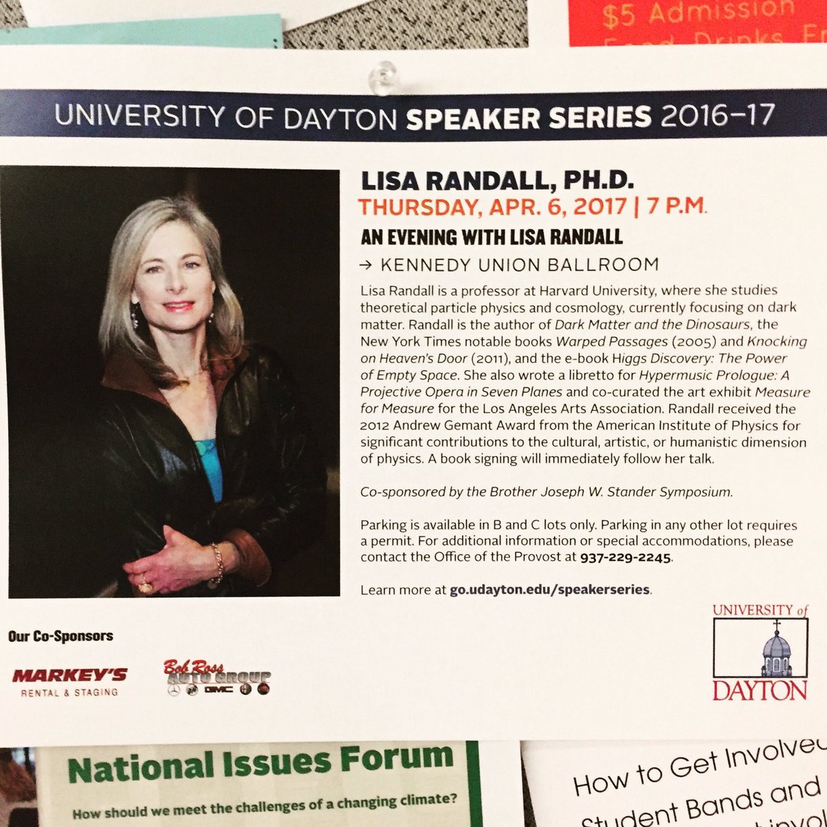 Tonight physicist Lisa Randall will speak in KU ballroom <a href="/7p/">𓆩 Ꮇ Ꮥ Ꮋ 𓆪</a>.