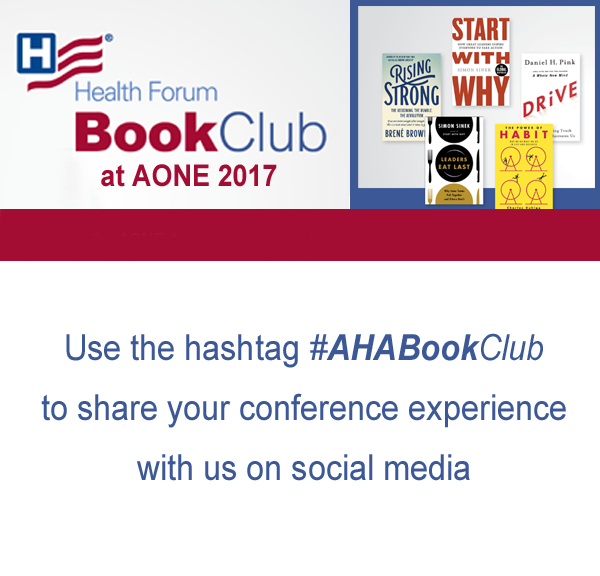 AHACtrHlthInnv's tweet photo. There’s still time to win! Get the most ‘likes’ on your #AHABookClub photo from your visit to our booth at #AONE2017 until April 7 at Noon. https://t.co/2mrBLBhL8Q