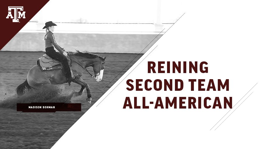 AggieEquestrian's tweet photo. With a 9-4-1 record and four MOPs, Madison Bohman was named a @NCEA_Equestrian Second Team All-American! #12thMan https://t.co/VnKUpS0ypc