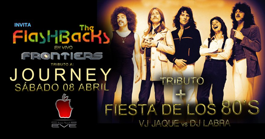 atrapalochile's tweet photo. #Frontiers Tributo a Journey + Fiesta de los 80s en @clubeve https://t.co/l1JHCUCHQz #TheFlashBacks https://t.co/IfTmZNciEw