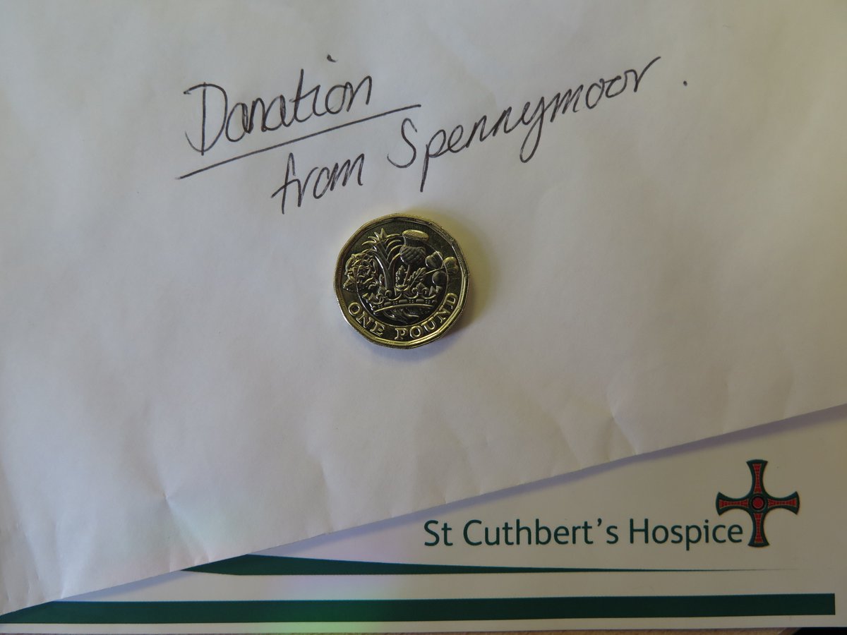 StCuthsHospice's tweet photo. Oooh now we have two new £1 coins! Thank you Anthea for sending us your #firstpound all the way from #Spennymoor! #stcuthbertshospice https://t.co/l3plnX2ZjT