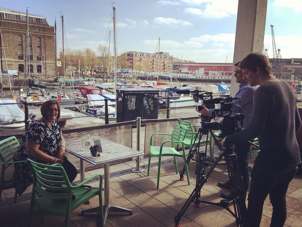 Excited to welcome the <a href="/BBC/">BBC</a> filming the One Show on our #terrace overlooking the #Harbourside today! #sun #spring #television #TV
