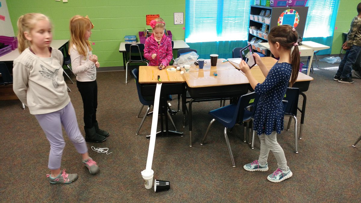 mrsvolkens's tweet photo. Look at these 2nd grade #engineers using the #designprocess to #testandevaluate their #rubegoldbergmachines today! ππ‘ https://t.co/rSDL7zKH12